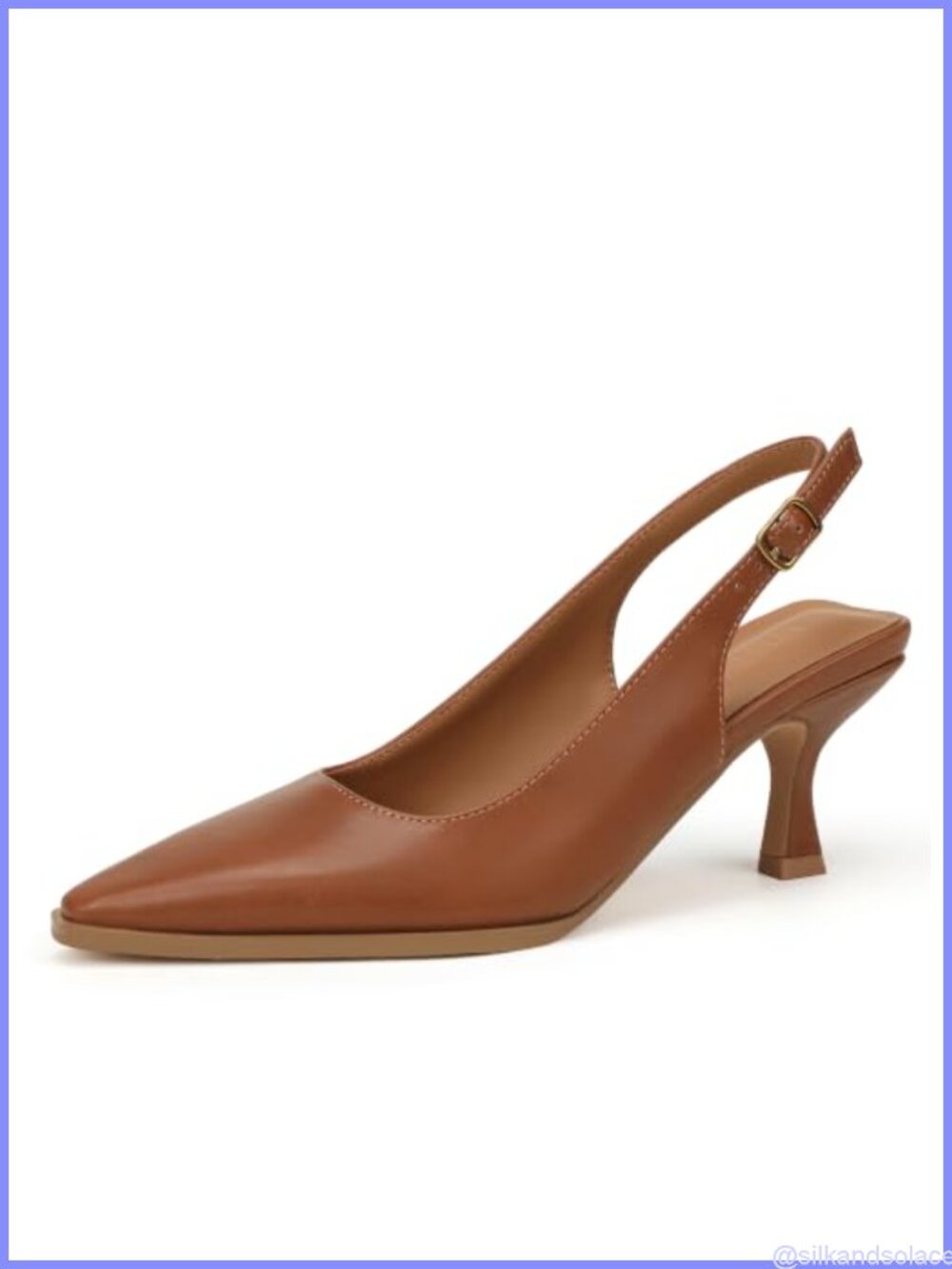 Slingback Kitten Heels Square Toe Buckle Dress Pumps